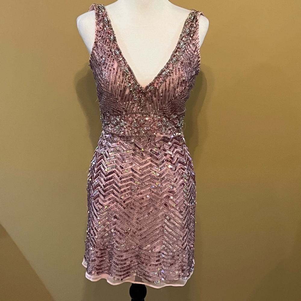 Pink Cassandra Stone Mini Dress XS